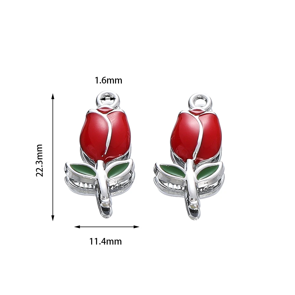 10Pcs/Lot 11.4*22.3mm Cartoon Alloy Tulip Shape Charms Loose Pendant For DIY Bracelet Necklaces Jewelry Making Accessories