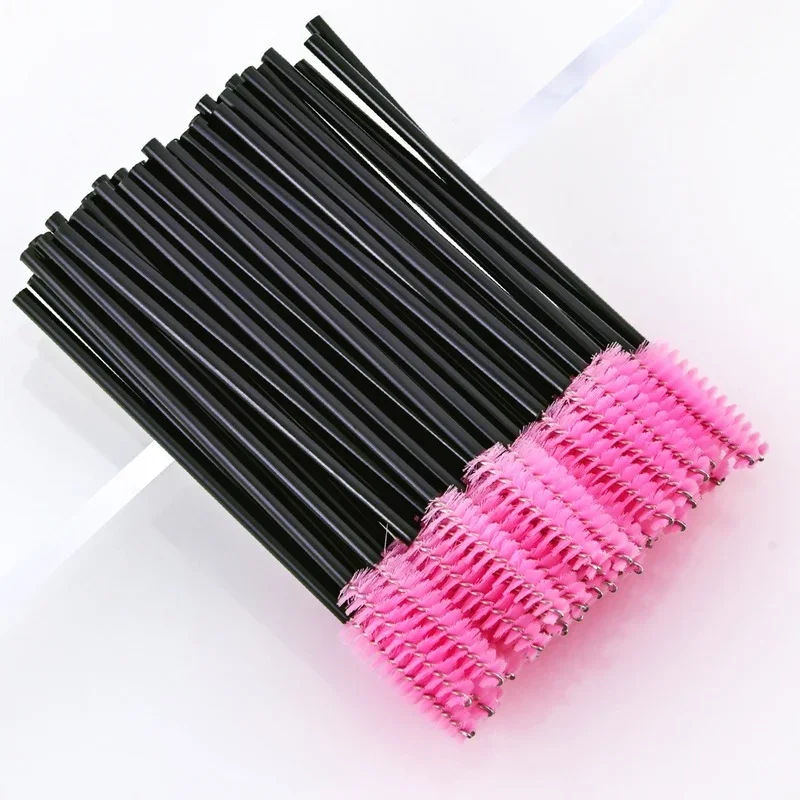 50PCS Disposable Eyebrow Eyelash Brushes Comb Eyelash Spoolies Lash Wands Makeup Brushes Mascara Wands for Eyelash Extensions