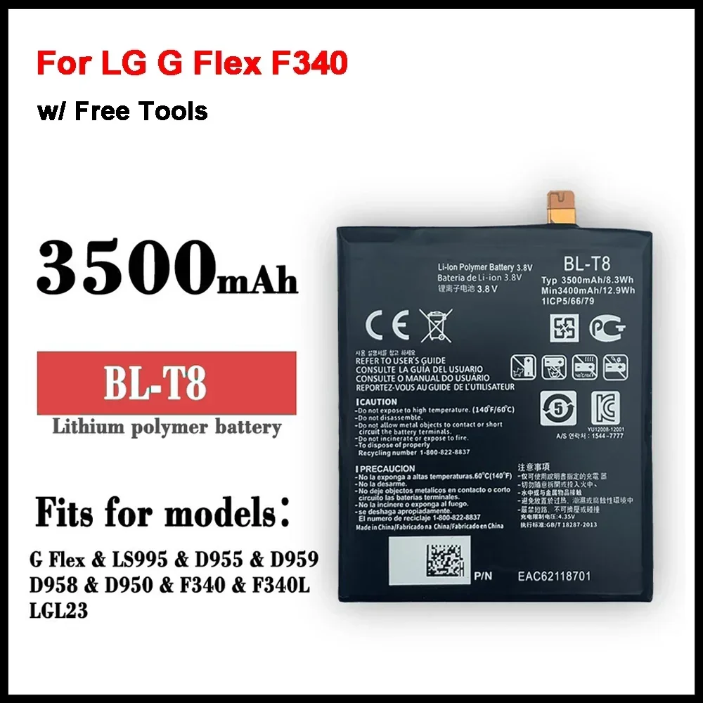 

Новый аккумулятор BL-T8 емкостью 3500 мАч для LG G Flex F340 D950 D955 D956 D958 D959 LS995, аккумуляторы для мобильных телефонов + номер отслеживания