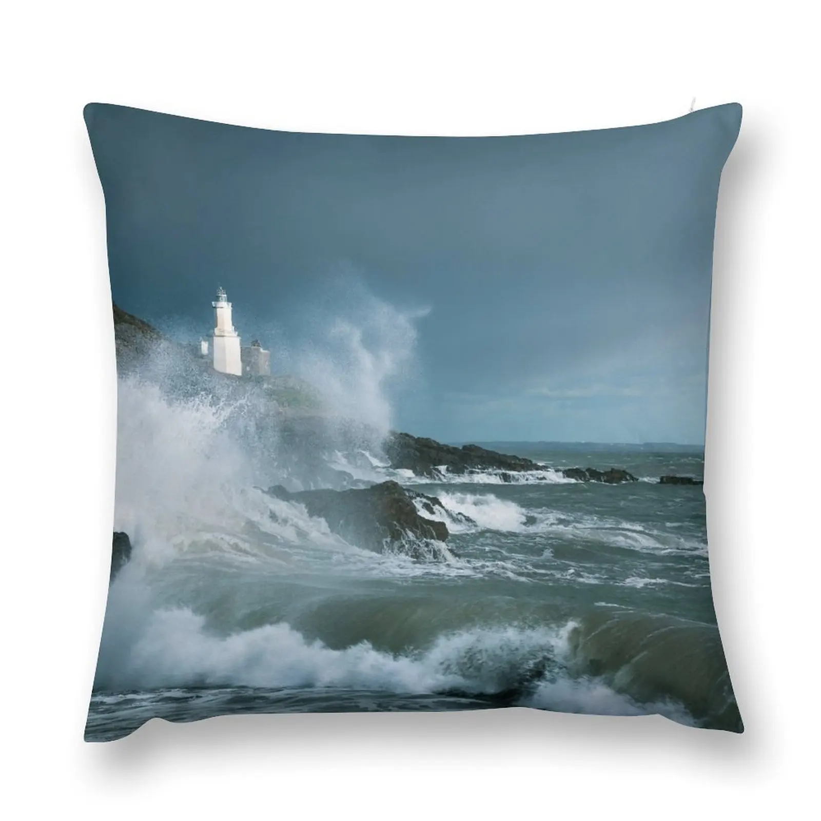 Storm Doris Bracelet Bay, Mumbles, Gower, South Wales. Throw Pillow Couch Pillows Cushion Child pillow