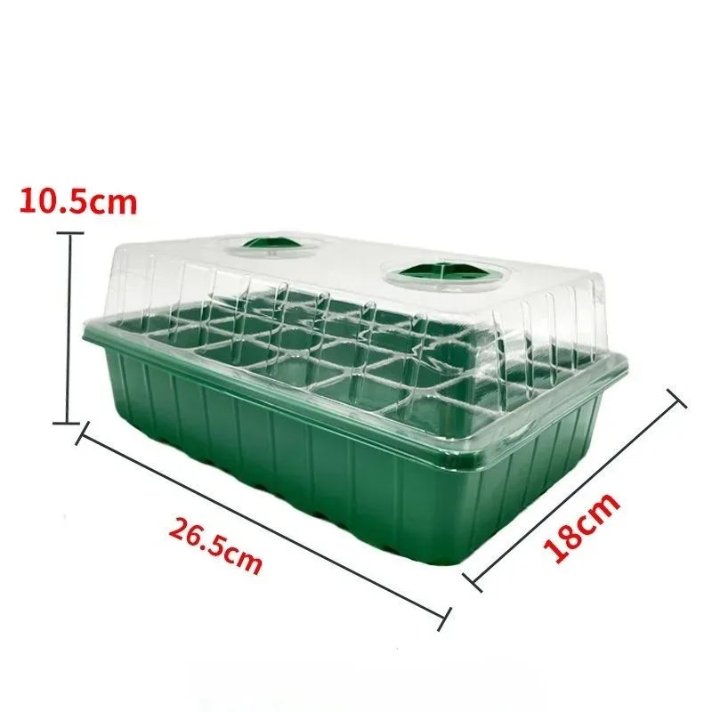 1/5-Piece Seedling Tray Kit - 24 Cell Greenhouse Starter with Humidity Dome & Base, Green Plastic Propagation Trays - view 3