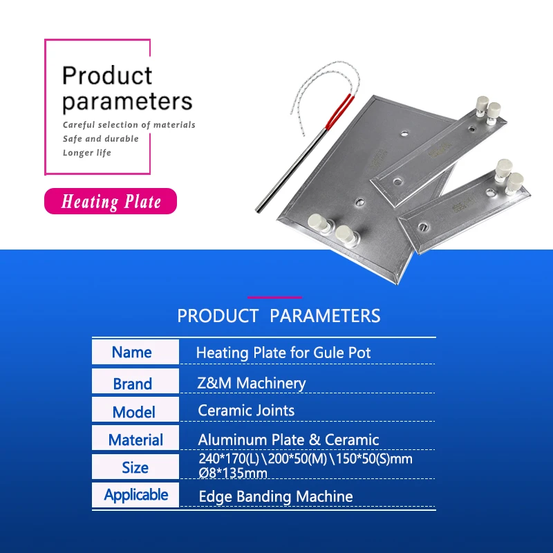 Heating Plate with Ceramic Joint Parts Of Glue Pot Tank for Edge Banding Machine Heating Pipe Accessorie Of Woodworking Machine