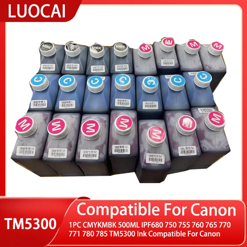 1PC CMYKMBK 500ML IPF680 750 755 760 765 770 771 780 785 TM5300 Ink Compatible For Canon