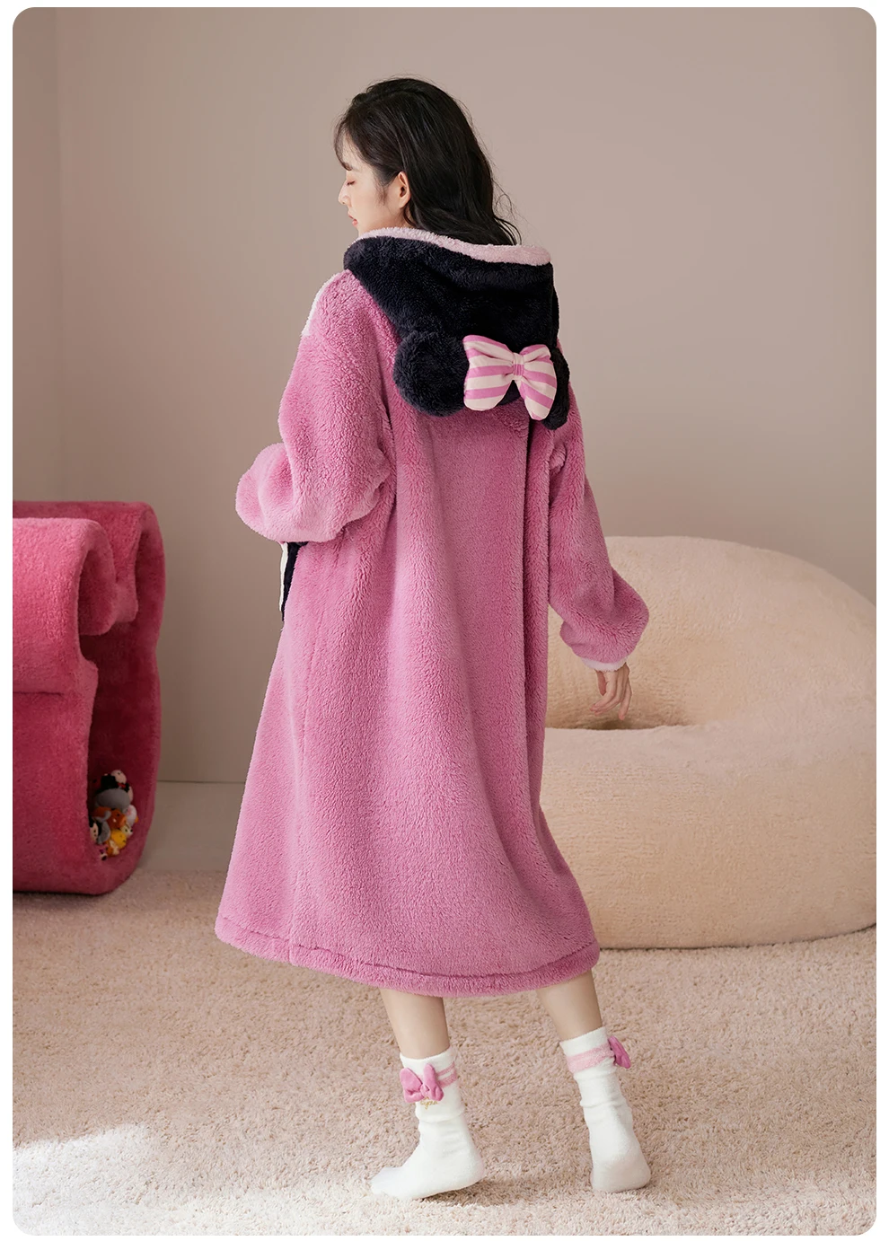 Couple Nightgown Women Winter Coral Fleece Long Loungewear Men Thermal Pajamas Nighty for Ladies Bathrobe Robes Sleepwear