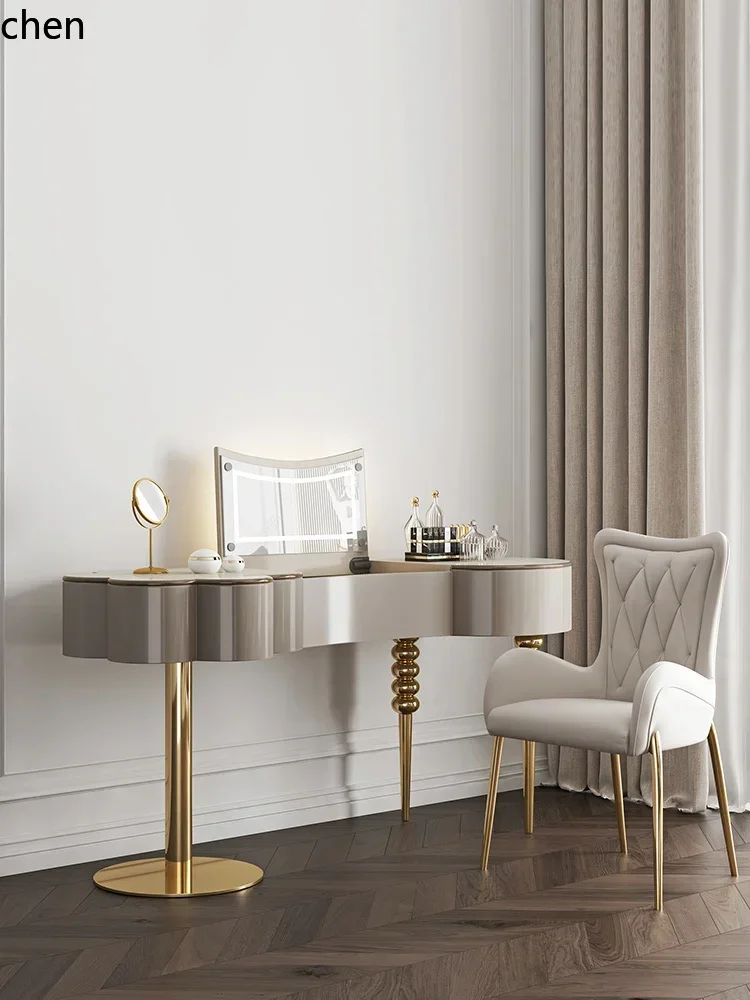 y8- dresser bedroom modern minimalist Internet celebrity premium clamshell dressing table cream style