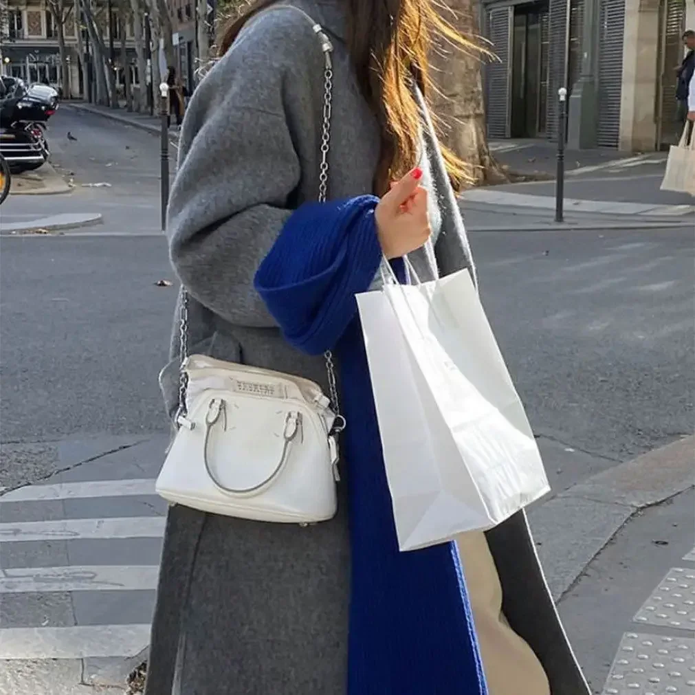 

2024 Korean version autumn and winter high-count double-sided cashmere coat women's long lace-up loose suit collar mixed with