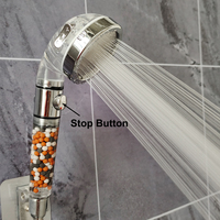 Zloog Pressurized Shower Water Saving 3 Modes High Pressure One-key Stop Water Rain Anion Filter Shower Head Bathroom Accessorie