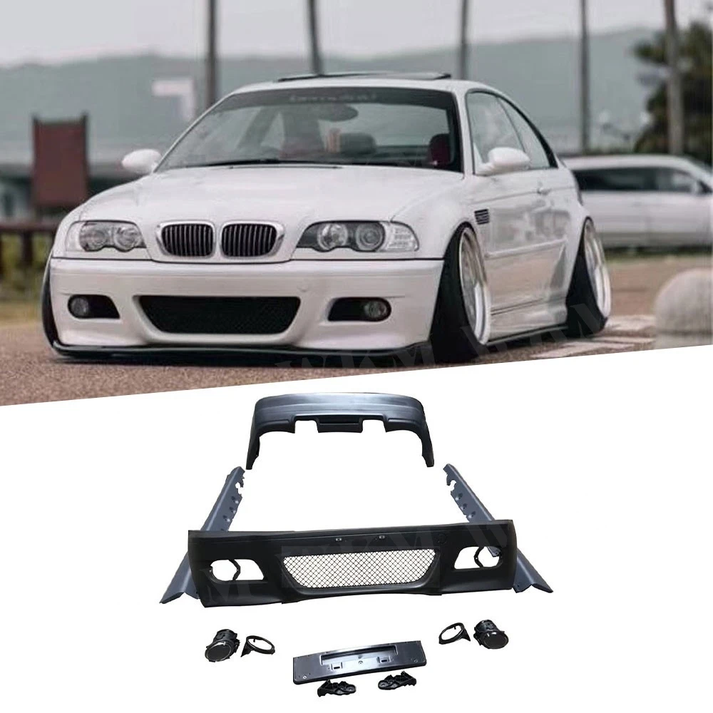 

Car Body Kit PP Unpainted Front Bumper Rear Bumper Side Skirts Aprons For BMW E46 M3 Bodykit Cover Car Modify Accessories