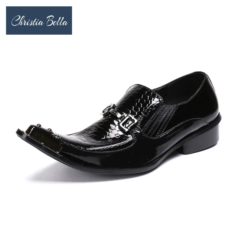 

Christia Bella New Plus Size Pointed Toe Black Genuine Leather Men Business Formal Shoes Party Wedding Mens Dress Oxford Shoes