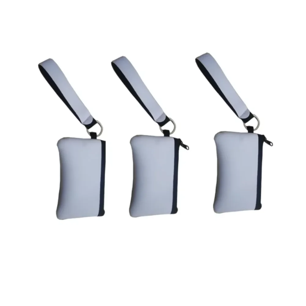 Sublimation Blank Neoprene Mini Portable Coin Purse Storage Bag Wristlet Wallets Keychain for Heat Transfer Print