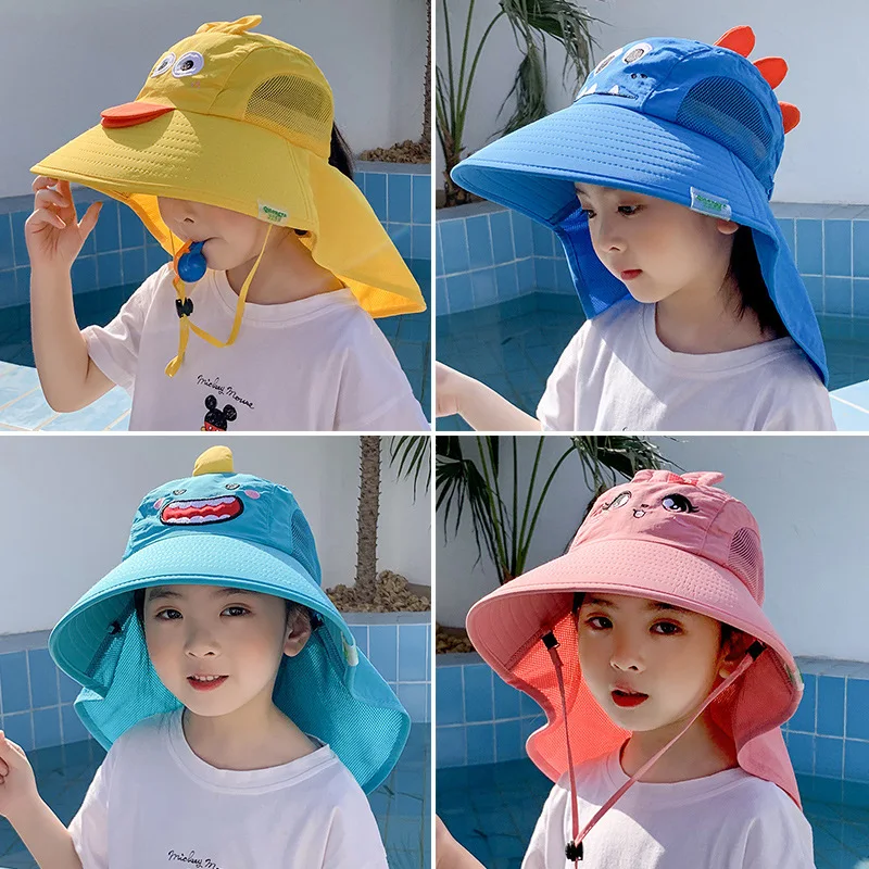 Summer Baby Bucket Hat 360° Wide Brim UV Protection Boys Girls Cap Children Panama Outdoor Beach Sun Hats Cartoon Fisherman Caps