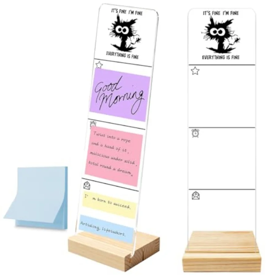 

Monitor Memo Board with Removable Wooden Base Acrylic Portable It's Fine I'm Fine is Fine Logo Office Desk Desk Set s 100 Sheet