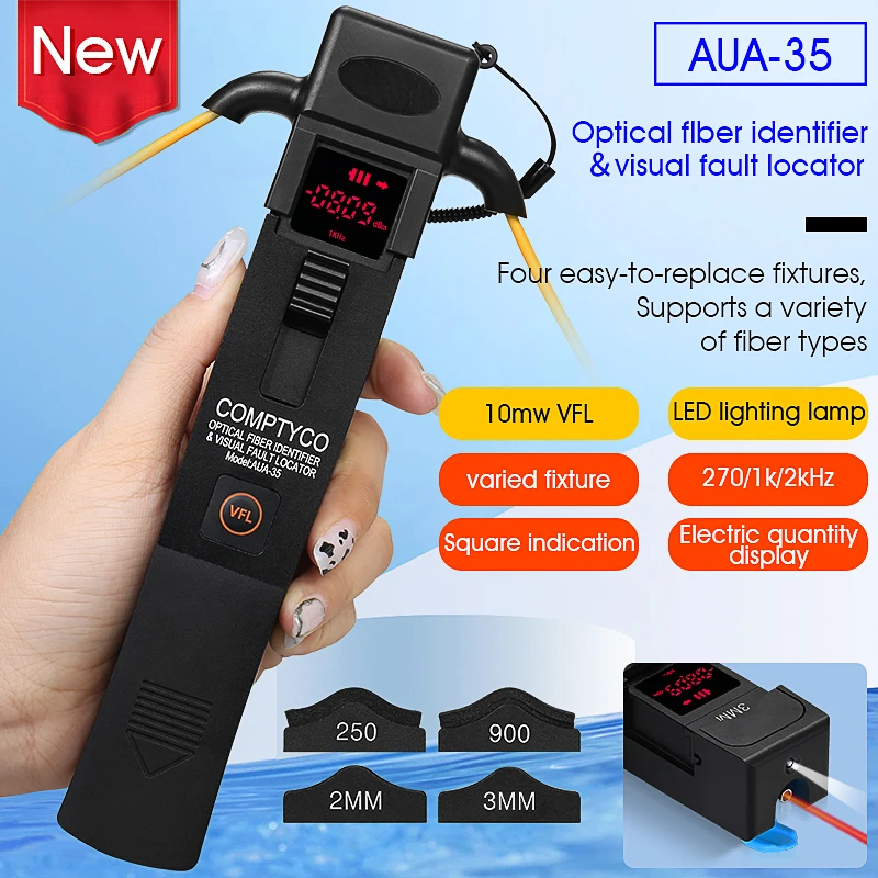 COMPTYCO AUA-35 Fiber Identifier Active Fiber Live Tesing Tool Optical Fiber Cable Direction Identifier OFI Built-in VFL