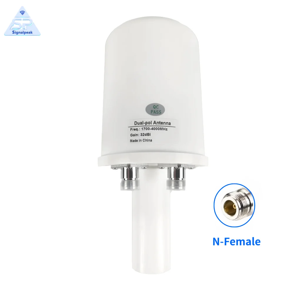 1700-4000MHz 5G MIMO Outdoor Antenna Feed 2X32dBi Dual Polarity External Long Range Feed Antenna Mobile Dish Grid 2XN Female