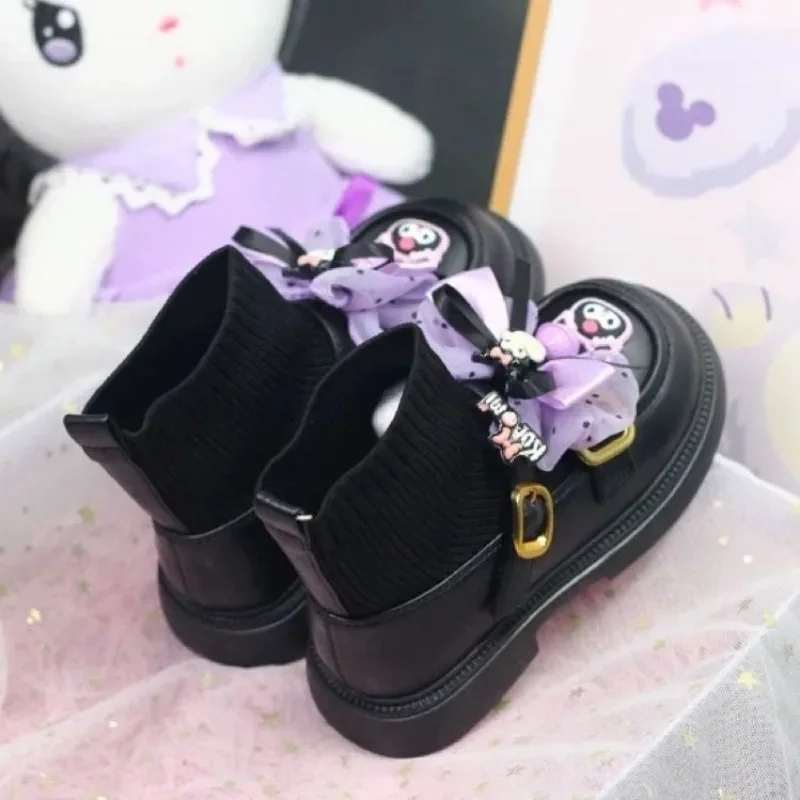 Anime Botas Pingentes para Meninas, Kawaii Kuromi, Princesa dos desenhos animados, Couro, Sapatos Quentes Grosses, Presentes Sanrio para Crianças, Bonito Ins Fashion