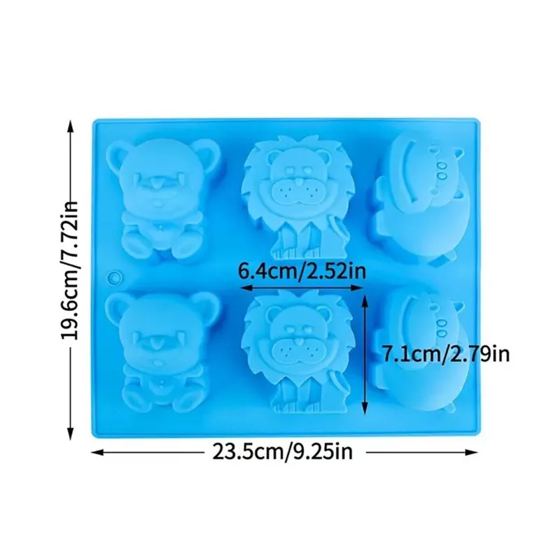 Animal Soap Molds Large 3D Silicone Mat Chocolate Cake Candy Cookie Baking Clay Ice DIY Hard Resin Gummy Cube Tray Rein Mould