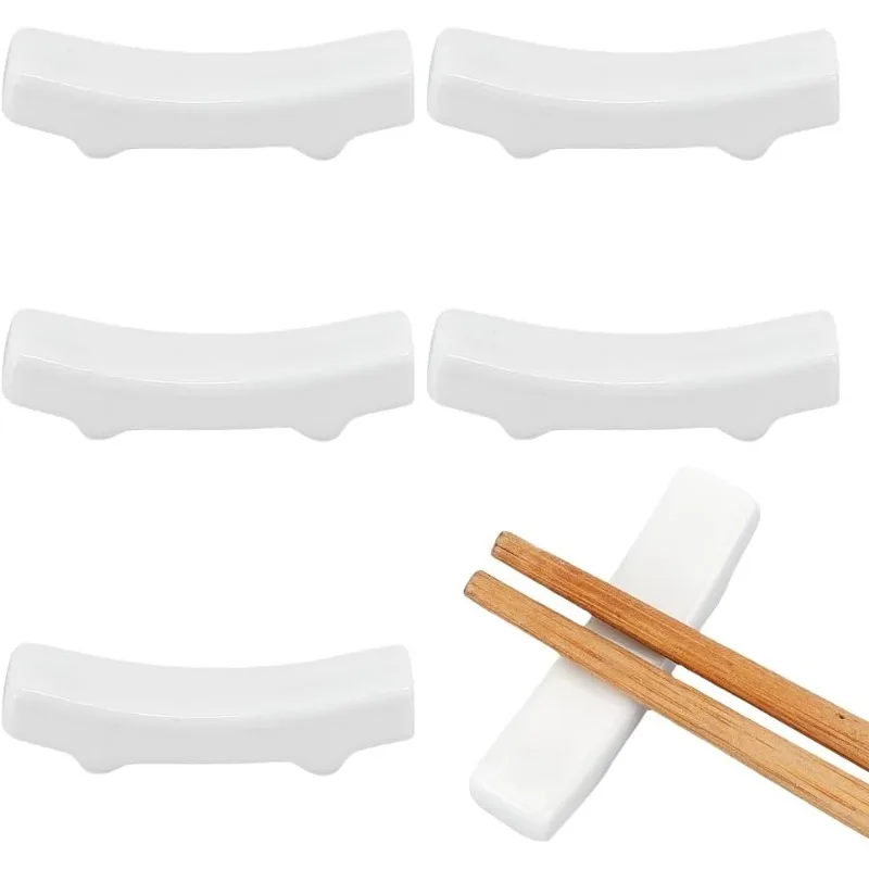 6Pcs White Ceramic Spoon Rest Ceramic Stable Small Spoon Rest Coffee Spoon Rest Porcelain White Spoon Holder Chopsticks Stands