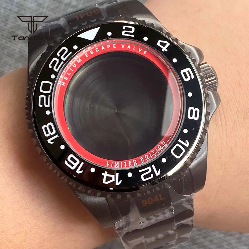 

Black PVD 43mm Watch Case Bracelet Rotating Bezel Blue/Green/Red Ring Fit NH35 NH36 NH34 ETA2824 PT5000 Miyota82 Series Movement