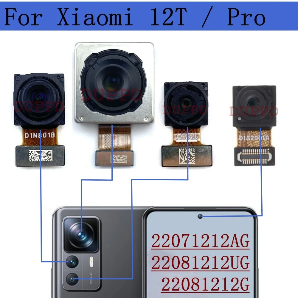 Front Rear Camera For Xiaomi Mi 12T Pro 12TPro Selfie Frontal Back Wide Macro Camera Module Flex Repair Spare Parts