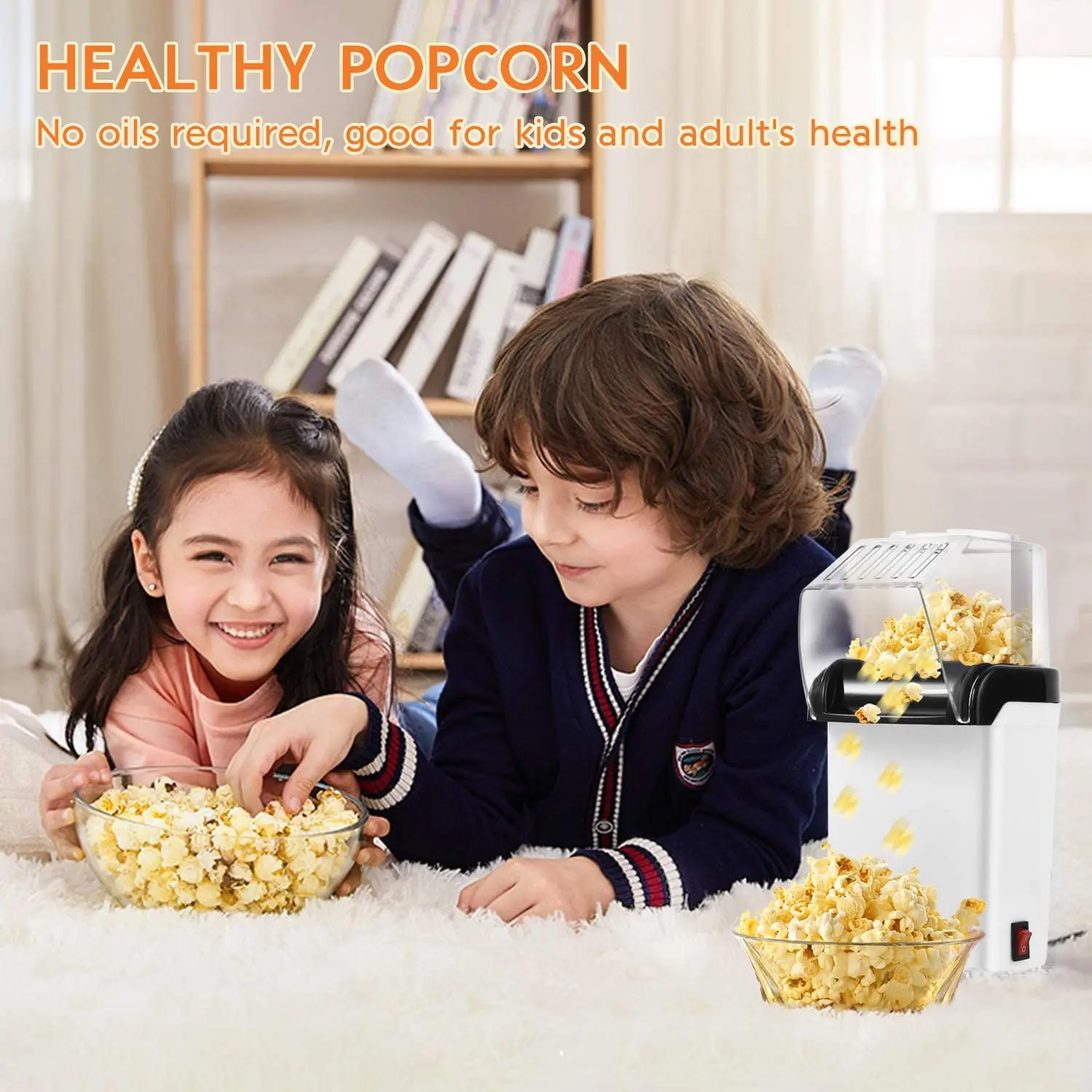 A09G-Air Popcorn Popper Maker، ماكينة صنع الفشار الكهربائية بالهواء الساخن - 1200 وات، قابس أمريكي خالي من الزيت