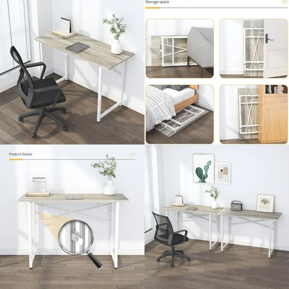 

47 Folding Desk, Easy Setup Home Office, Writing, Gaming, and Camping, Beige