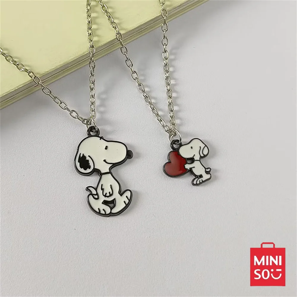 

Snoopy Cartoon Necklace Black and White Pendant Creative Kawaii Sweater Chain Couple Necklace Jewelry Accessories Fashion Gift