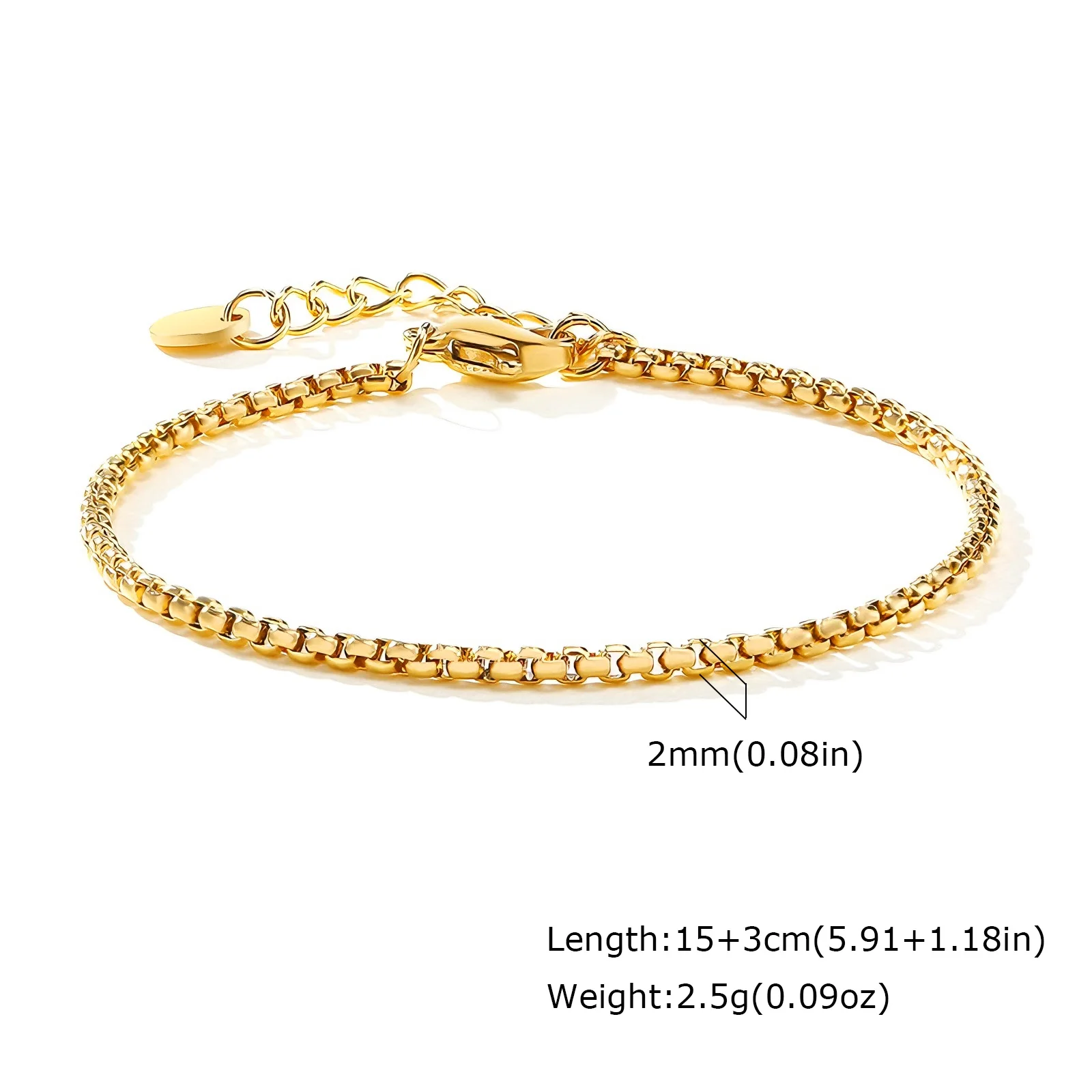 Anlaufbeständiges Edelstahl-Armband, vergoldet, stapelbar für Damen, dünnes Fischgrätenketten-Armband, wasserdichter Schmuck, Geschenk