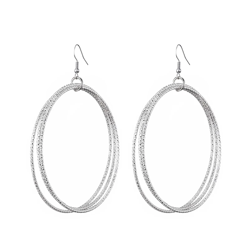 Fashion Exaggerated 7cm Big Round Hoop Earrings For Women Large Circle Simple Drop Dangle Earrings Jewerly Gold Silver Color