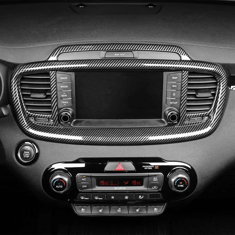 Für Kia Sorento 2014-2020 Carbon-Faser Mittelkonsole Lüftungsabdeckung Instrumententafel-Verkleidung Auto-Innendekor Zubehör LHD – Detail 4