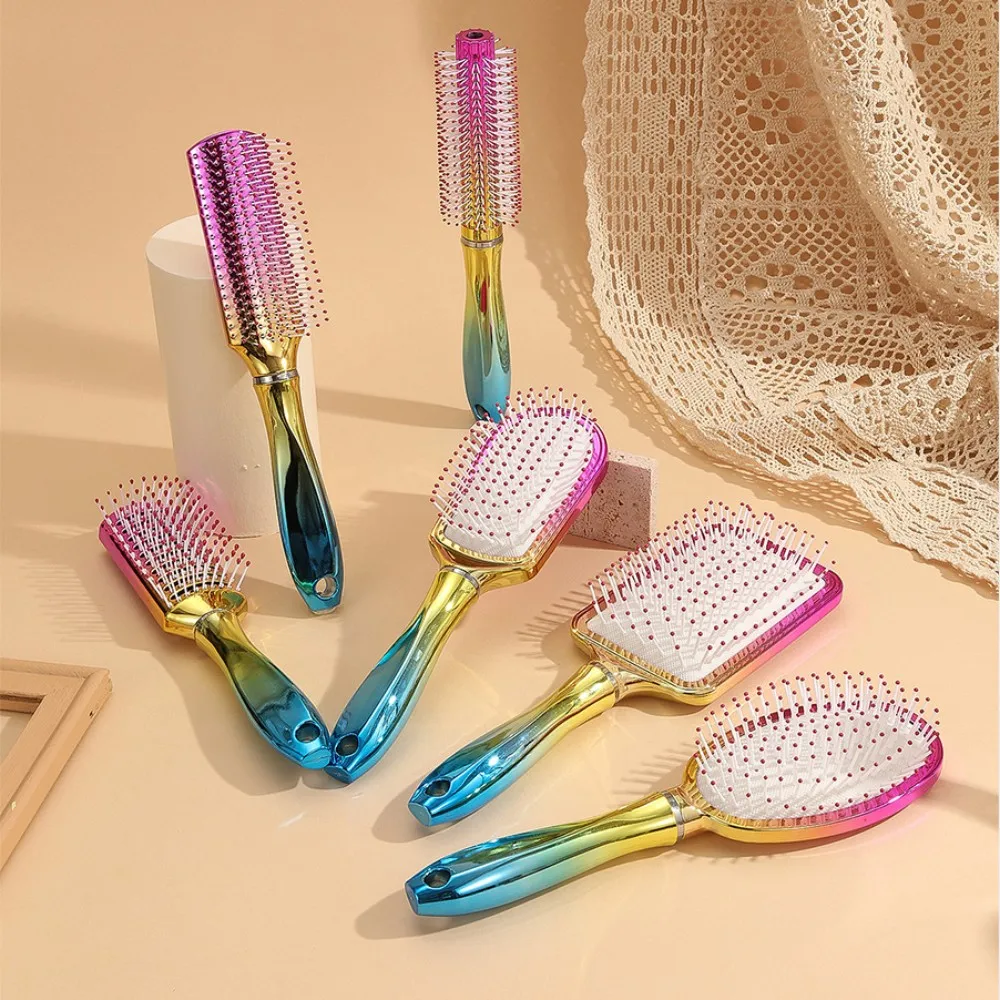 Three-Color Gradient Electroplated Hair Comb Hair Smoothing Air Cushion Comb Home Air Bag Comb Nylon Tooth Comb Hairstyling Tool