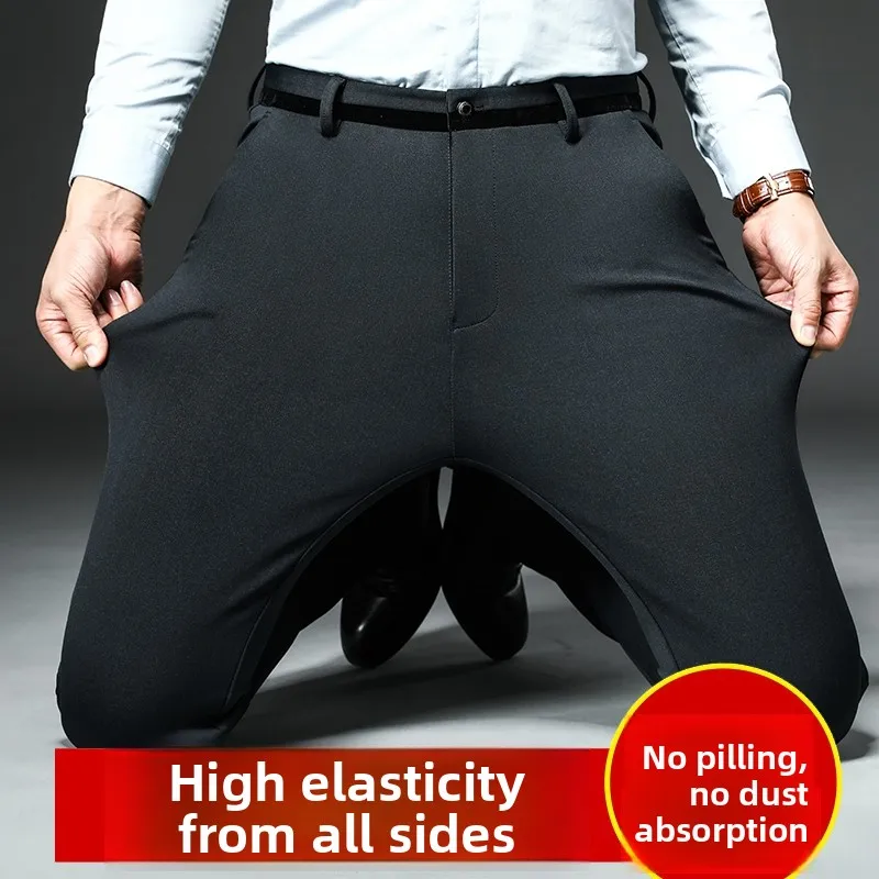 

Elastic Casual Men's Pants Spring Autumn Sle Dad Suit Loose Fit High Waist Straight Leg Anti-Wrinkle Faion Urban Wear