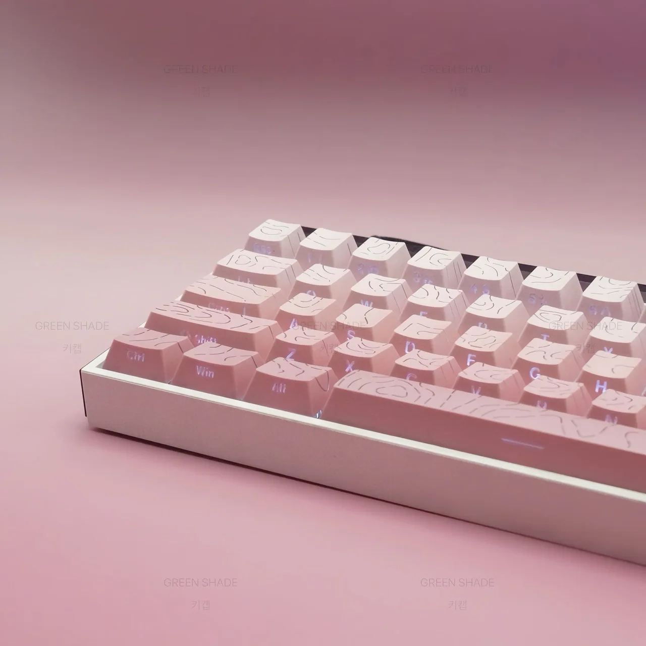 134-Key Pink Side-Printed Keycaps, Cherry Height