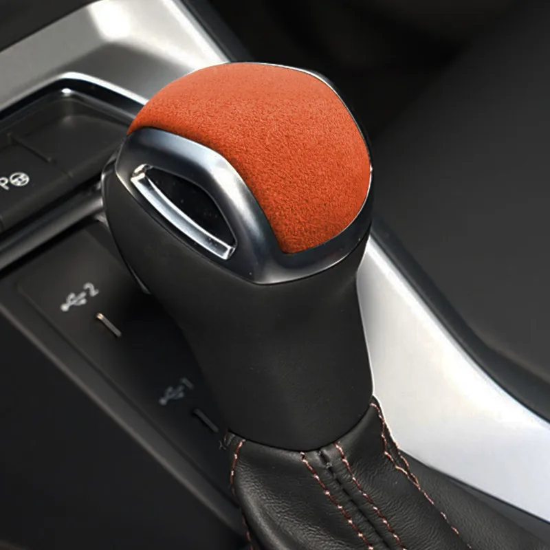 Suede Leather Car Gear Shift Knob Decorative Protective Cover Car Gear Handle Head For Audi Q3 2019-2025 Car Inner Accessories