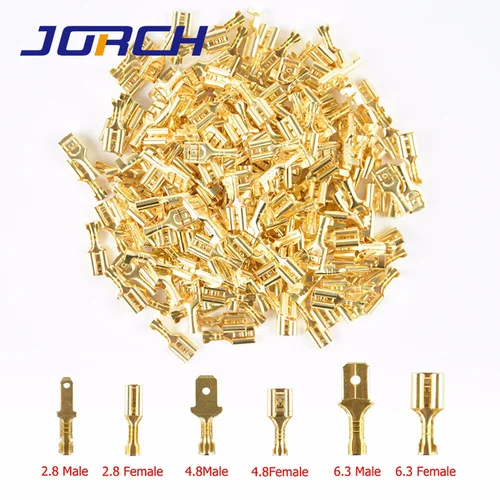Imagen 2 del producto 50 Uds 2,8mm 4,8mm 6,3mm enchufe resorte hembra macho pala Terminales de engarzado en frío conector altavoz de coche conjunto de conectores de cable eléctrico