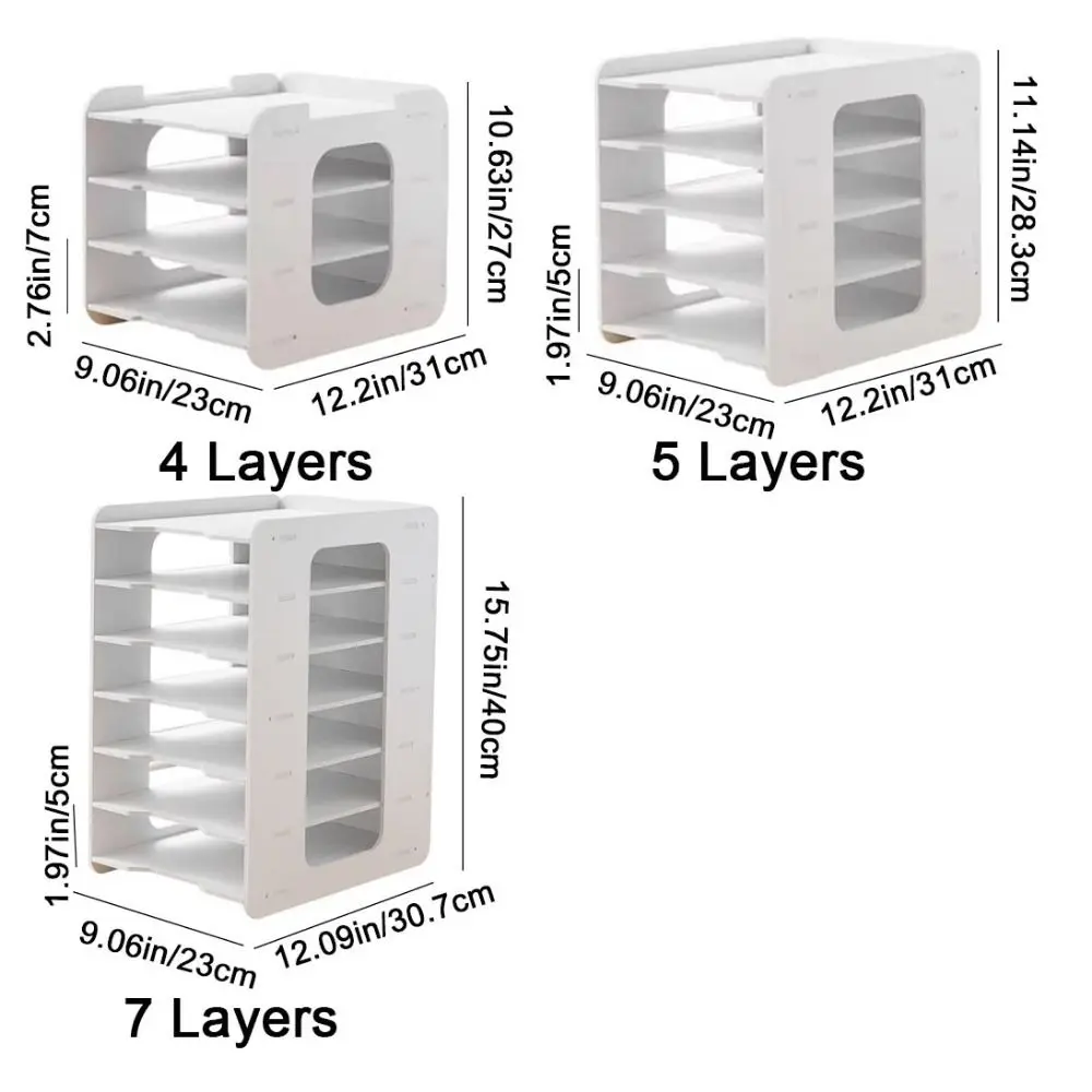 Practical PVC Multi-layer File Storage Rack Space Saving Easy Assembly File Holder Large Capacity Desk Top Shelf Office