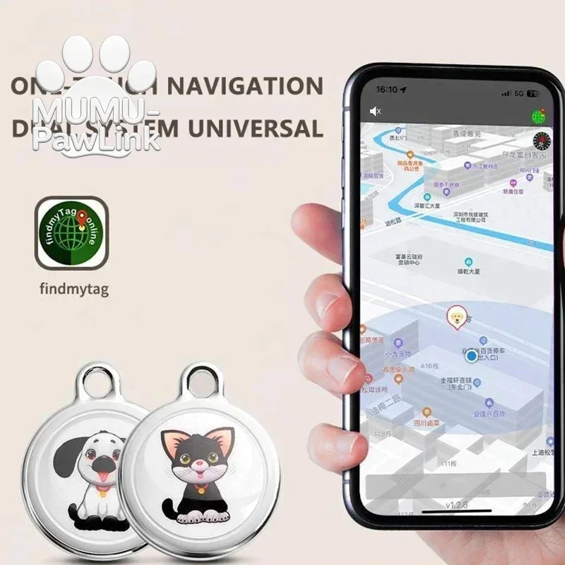 MUMU-PawLink Pet Anti-Lost GPS Tracker Collar, Mini Smart Dog Locator Tracking Device, Find My Pet Activity Tracker for Dogs Cat