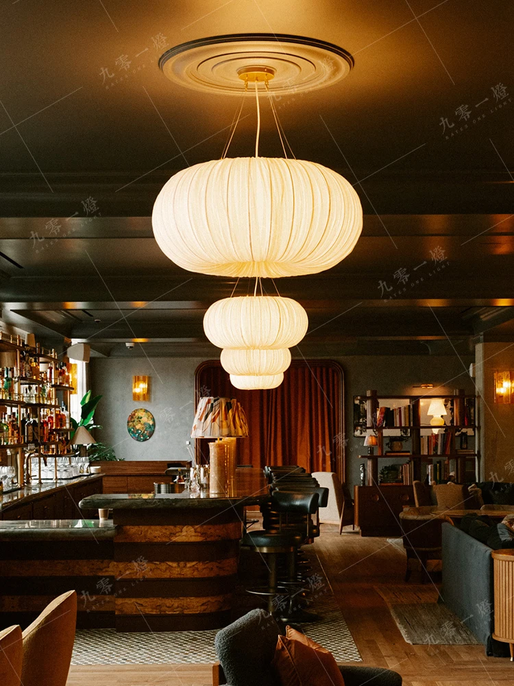 Mid Ancient Style Pendant Lamp French Retro American Restaurant Bedroom Nanyang Style Song Style Aesthetic High-end Fabric Lamp