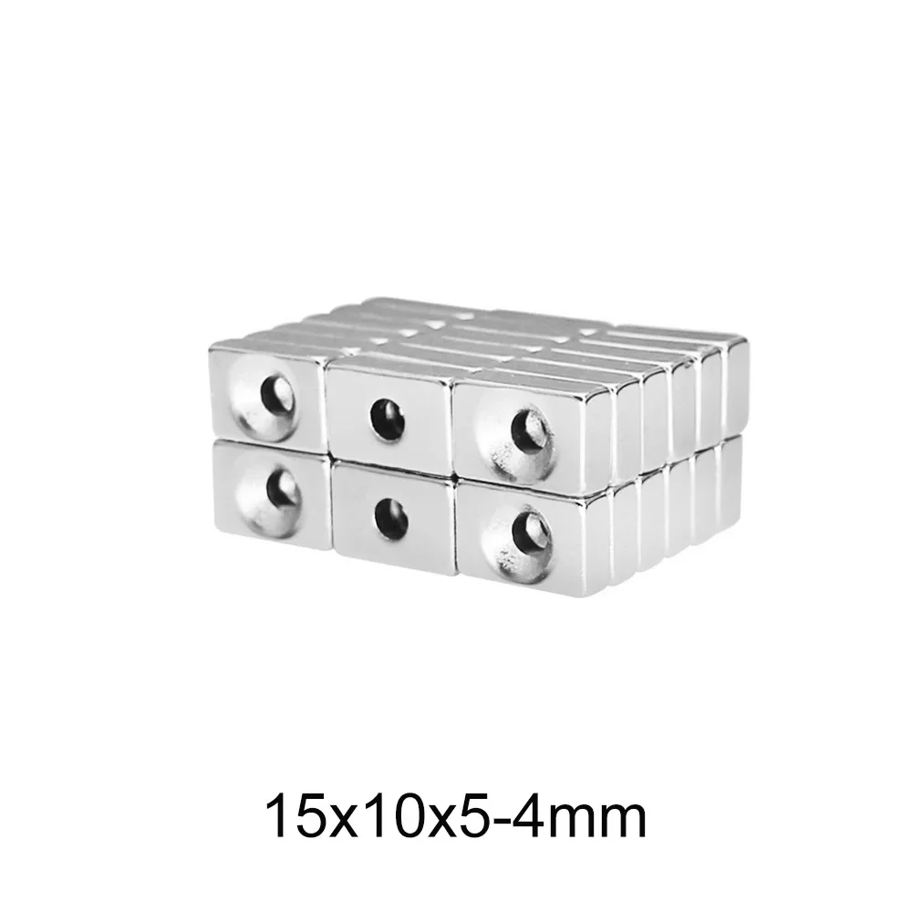 15x10x5-4 Strong Neodymium Magnet Hole 4mm Block Permanent Magnet 15x10x5mm-4mm Powerful Magnets  15*10*5-4 mm 15*10*5