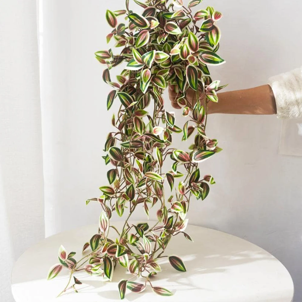 75 cm künstliche Ranken Blätter gefälschte hängende Pflanzen Seidenbaumblätter grüner Bambus gewundener Rattan für Hausgarten Hochzeit – Detail 6