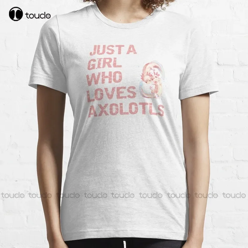Just A Girl Who Loves Axolotls Quotes  Trending T-Shirt Mens Black Tshirt Women Shirts Digital Printing Breathable Cotton Retro
