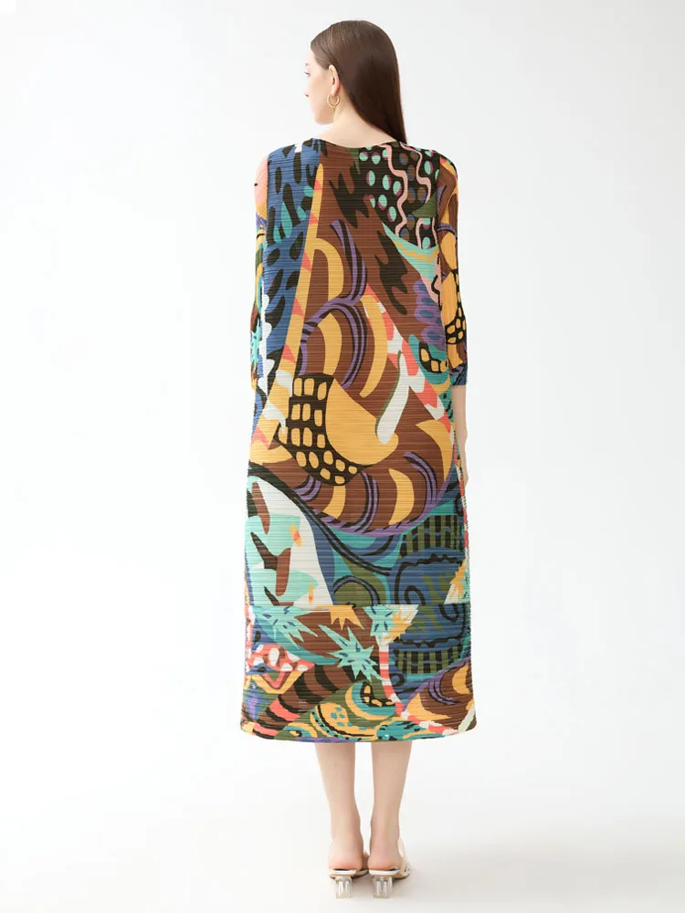   Schilderij Lang Sve rond Ne Geplooid Dr Groot formaat Herfst Winter Casual A-lijn Rok Polyester Dames Dr