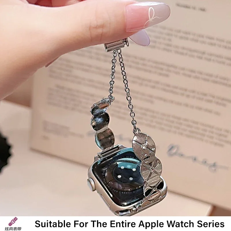 Женский металлический ремешок для Apple Watch 10, ремешок 42 мм, 41 мм, 46 мм, 44/49 мм, 45 мм, 40 мм, стальной ремень, браслет iWatch Series 9 8 7 Se 6 5 Ultra