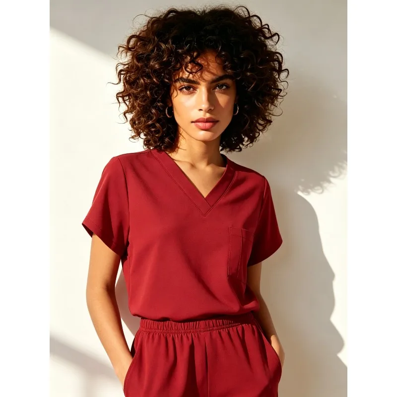 Comfort Fit V-Neck Scrubs Set with Jogger Pants Breathable 4-Way Stretch Wicking Uniform for Nurses Doctors & OR Staff
