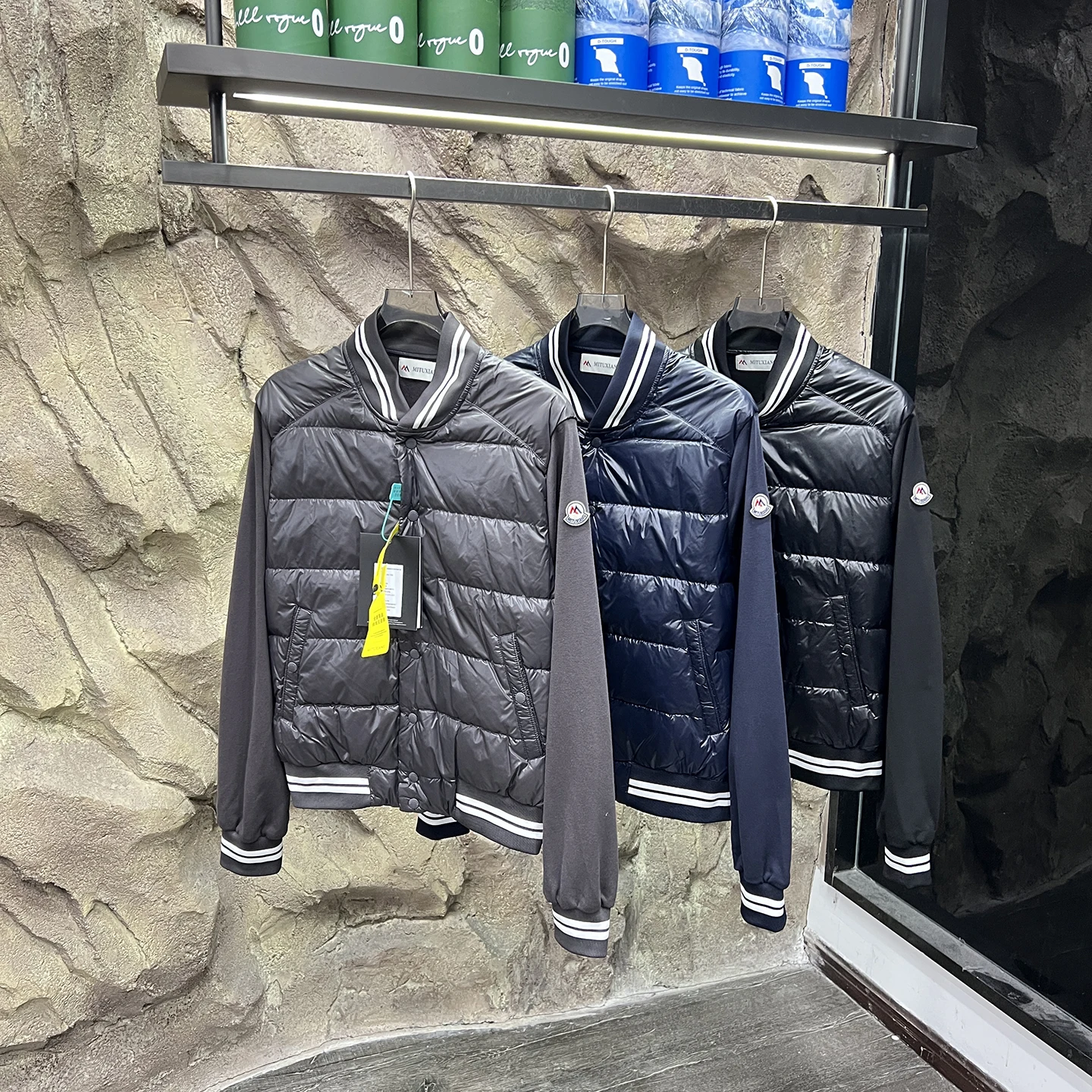 Raccomandazione dei pesi massimi! Colletto da baseball autunno inverno Colletto alla coreana a righe Bottoni lunghi Sve down Jaet Trendy Men Fa...