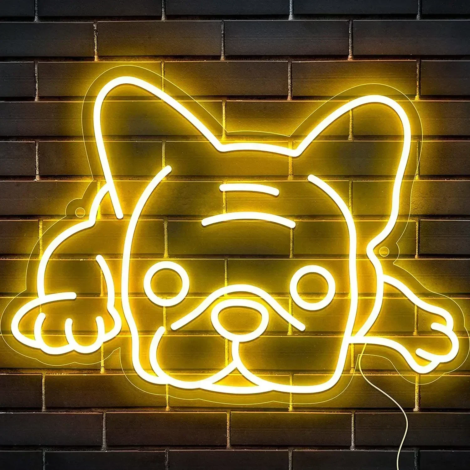 Warm White Cute Dog Neon Sign LED Wall Art USB Powered Puppy Decor Home Bedroom Living Room Pet Shop Novelty Gift Hanging Light