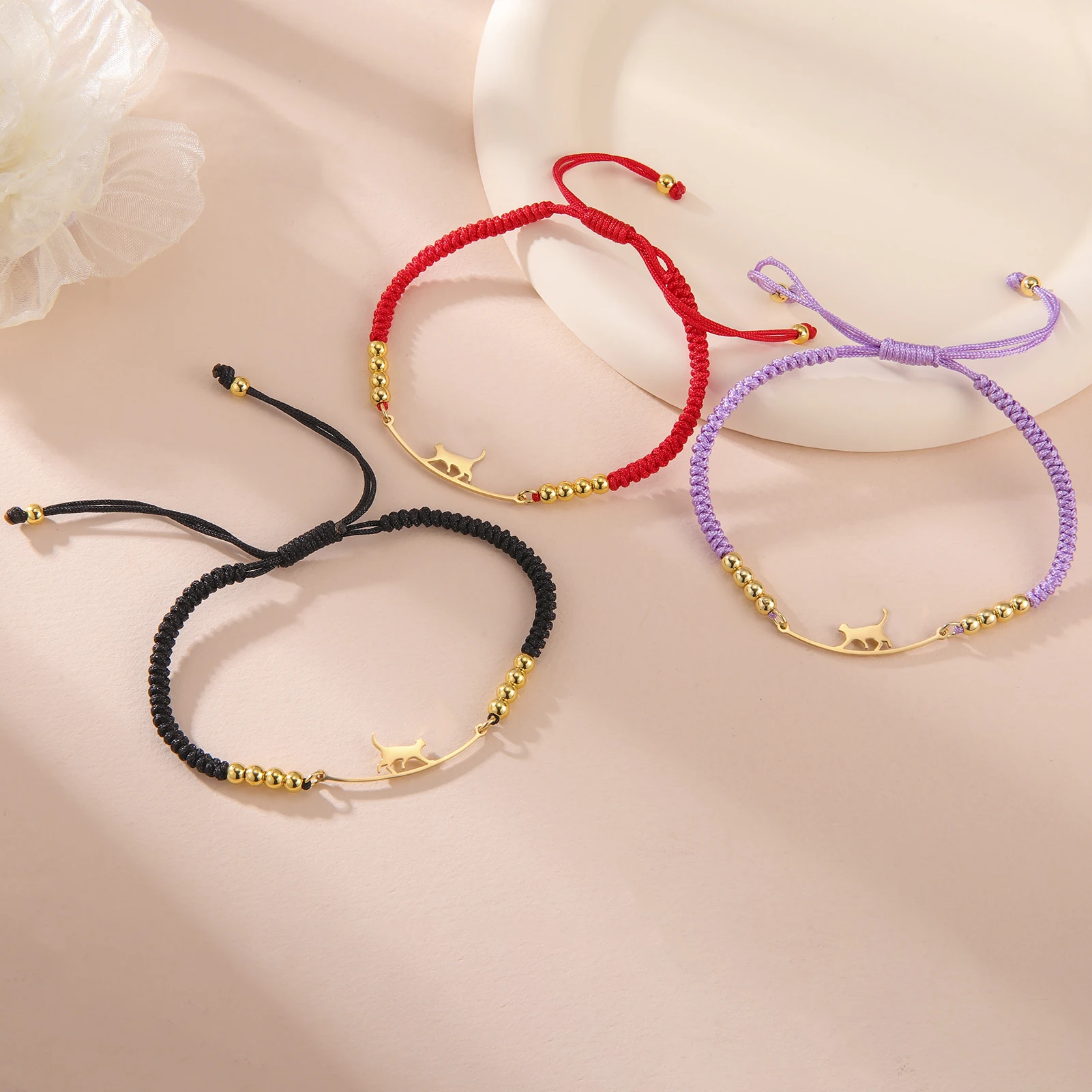 COOLTIME Niedliche Katzen-Armbänder für Damen, Edelstahl, hübsches Tier-Armband, Kpop-Mode, verstellbare Kette, Schmuck – Detail 2