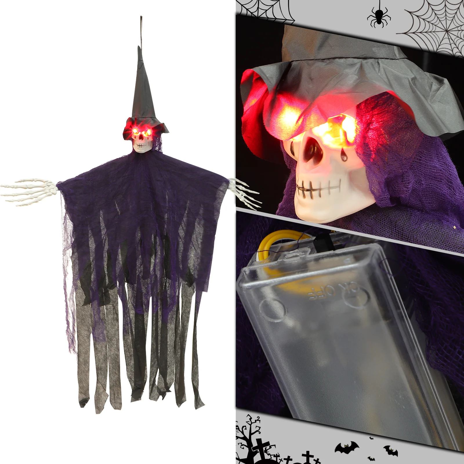 

1 pc Glowing Skull Pendant Halloween Decor Indoor Hanging Party Door Scary AtmosphereHaunted House Props Festival