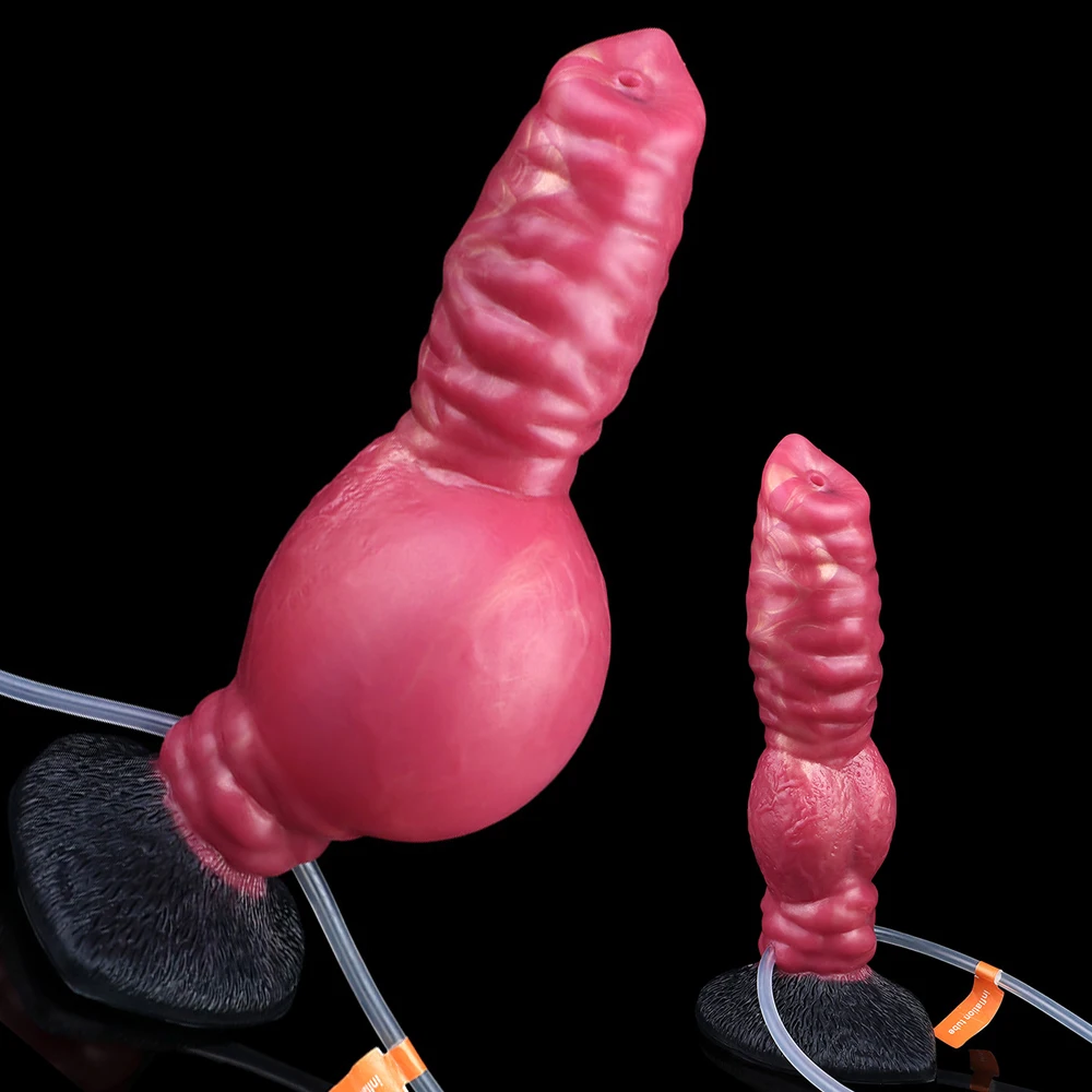 YOCY Squirting Penis Inflatable Anal Plug Animal Wolf Cock Anus Dilator Vaginal Stimulator Sex Toys For Adult Women Masturbator
