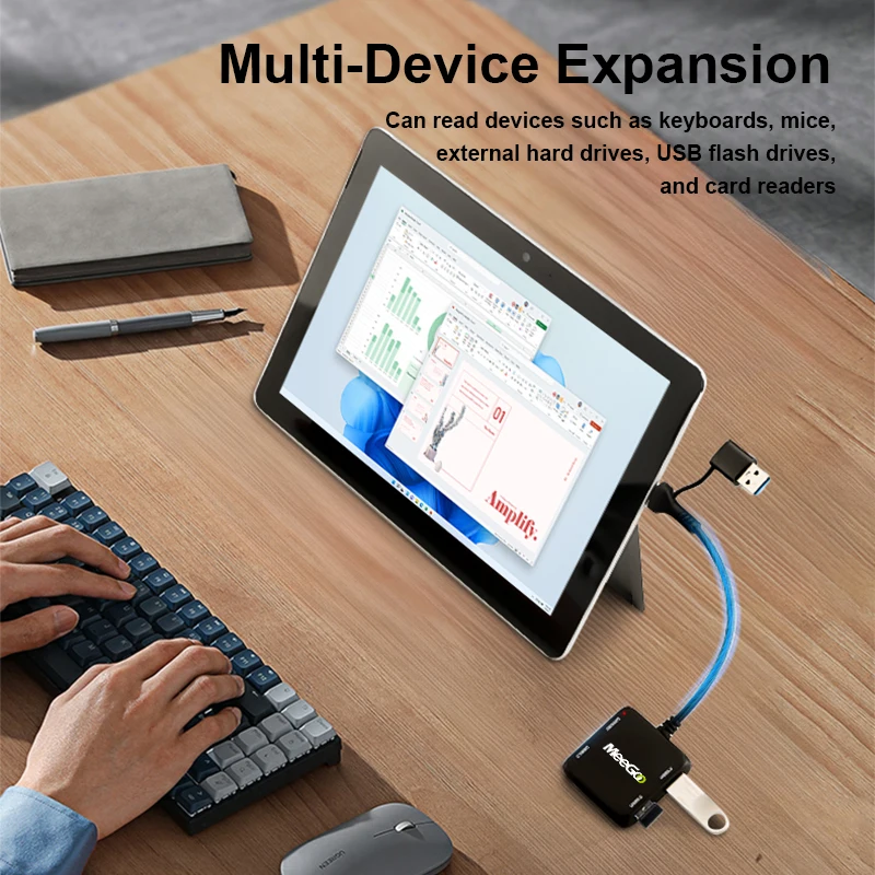 MeeGoo 2 in 4 Type C USB Hub Multi Splitter Adapter 5Gbps High Speed Docking Station Slim Portable Data Hub PC Laptop Accessorie