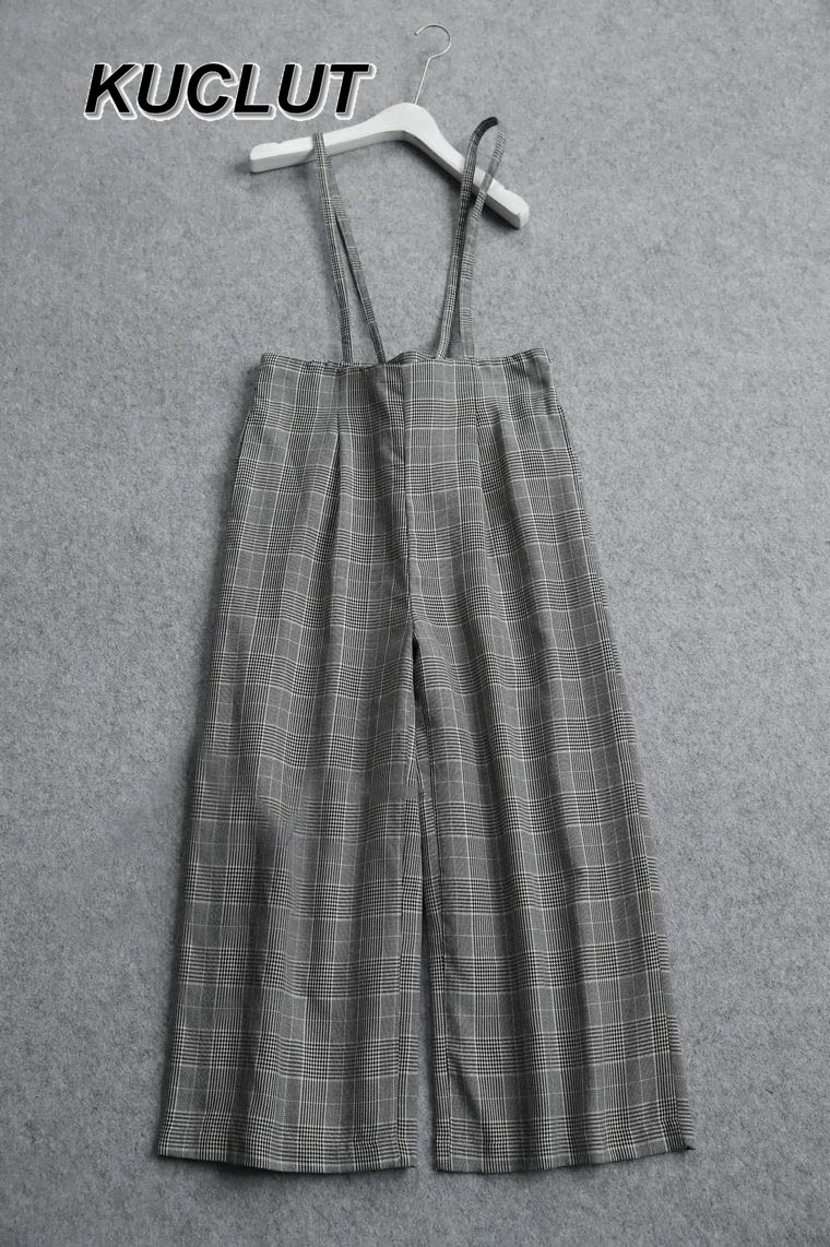 

Japanese Style Casual Trousers Shoulder Straps Elastic Waist Wide Leg Overalls Fashion Spring and Autumn Women's Long Pants